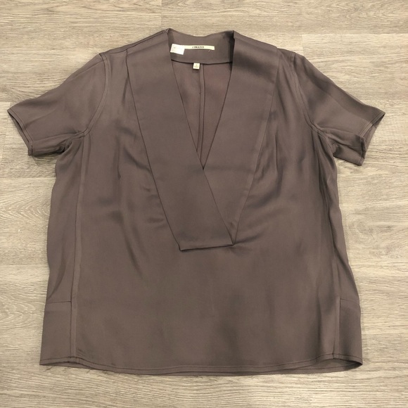 J Brand Linen Blend Deep V Neck Top Size S - Picture 1 of 5